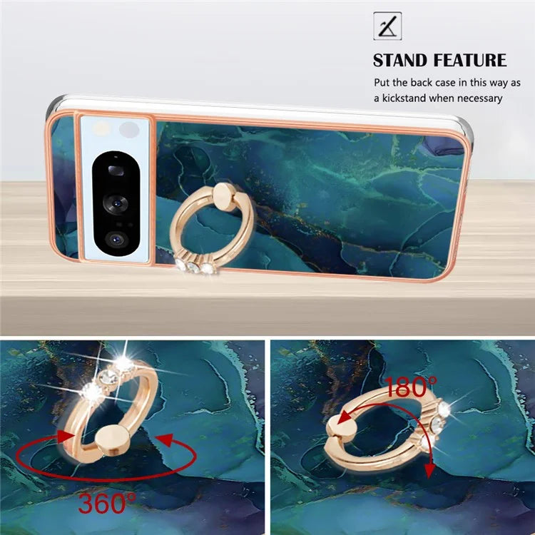 YB IMD Series-17 Style-E For Google Pixel 8 Pro Cover Marble Pattern IMD TPU Cell Phone Case