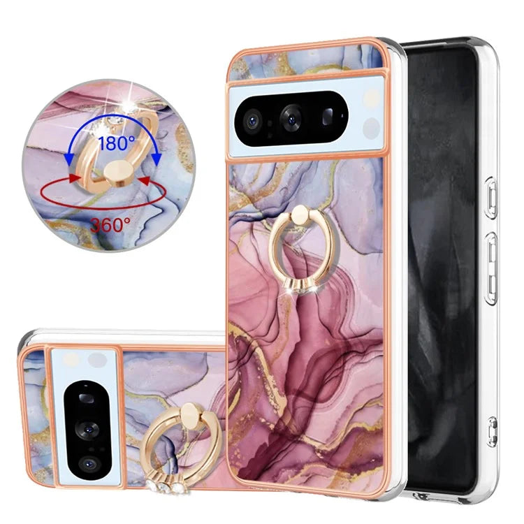 YB IMD Series-17 Style-E For Google Pixel 8 Pro Cover Marble Pattern IMD TPU Cell Phone Case Gold