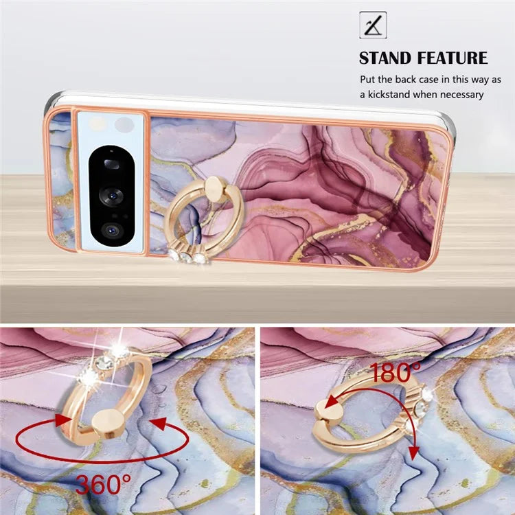 YB IMD Series-17 Style-E For Google Pixel 8 Pro Cover Marble Pattern IMD TPU Cell Phone Case Gold