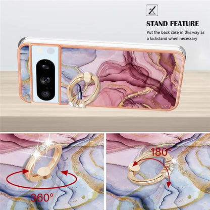 YB IMD Series-17 Style-E For Google Pixel 8 Pro Cover Marble Pattern IMD TPU Cell Phone Case Gold