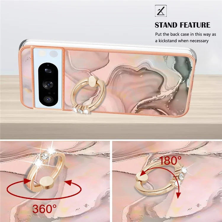YB IMD Series-17 Style-E For Google Pixel 8 Pro Cover Marble Pattern IMD TPU Cell Phone Case