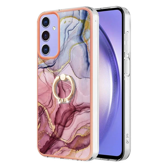 YB IMD Series-17 Style-E For Samsung Galaxy A15 5G Ring Kickstand Cover IMD TPU Cell Phone Case Gold