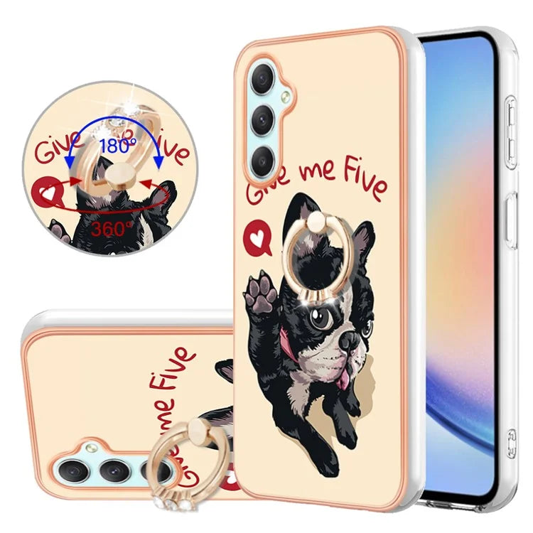 YB IMD Series-20 Style D for Samsung Galaxy A25 5G (Global) (161.0 x 76.5 x 8.3mm) Phone Case Ring Kickstand Phone Cover
