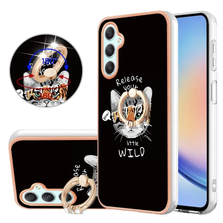 YB IMD Series-20 Style D for Samsung Galaxy A25 5G (Global) (161.0 x 76.5 x 8.3mm) Phone Case Ring Kickstand Phone Cover