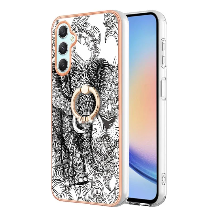 YB IMD Series-20 Style D for Samsung Galaxy A25 5G (Global) (161.0 x 76.5 x 8.3mm) Phone Case Ring Kickstand Phone Cover