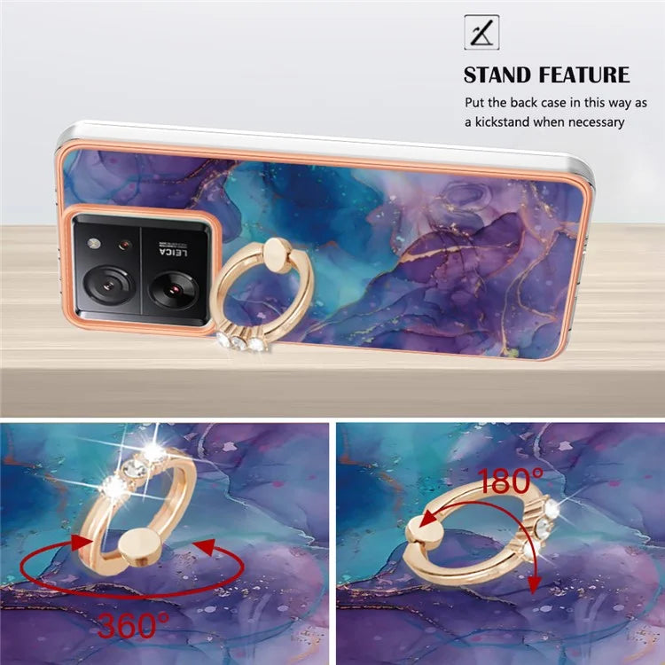 YB IMD Series-17 Style-E For Xiaomi 13T / 13T Pro / Redmi K60 Ultra Marble Pattern Shockproof Cover TPU Cell Phone Case