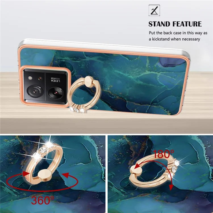 YB IMD Series-17 Style-E For Xiaomi 13T / 13T Pro / Redmi K60 Ultra Marble Pattern Shockproof Cover TPU Cell Phone Case