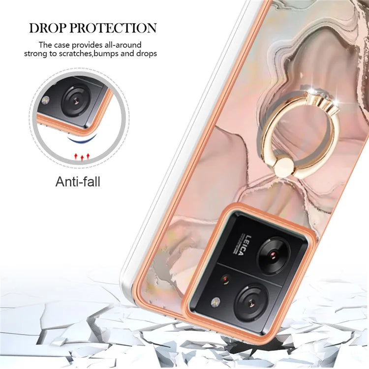 YB IMD Series-17 Style-E For Xiaomi 13T / 13T Pro / Redmi K60 Ultra Marble Pattern Shockproof Cover TPU Cell Phone Case