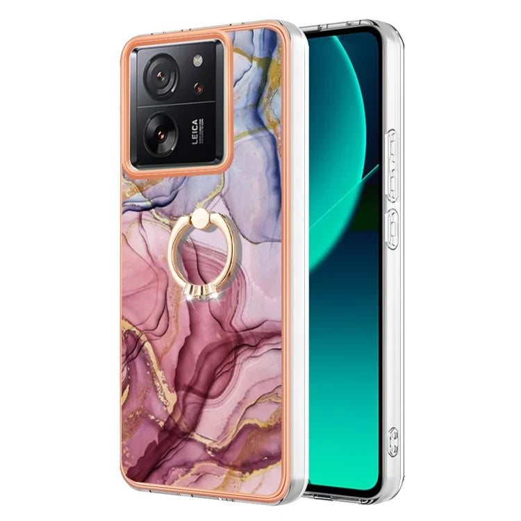 YB IMD Series-17 Style-E For Xiaomi 13T / 13T Pro / Redmi K60 Ultra Marble Pattern Shockproof Cover TPU Cell Phone Case Gold