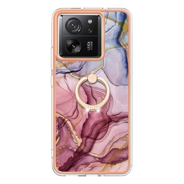 YB IMD Series-17 Style-E For Xiaomi 13T / 13T Pro / Redmi K60 Ultra Marble Pattern Shockproof Cover TPU Cell Phone Case Gold