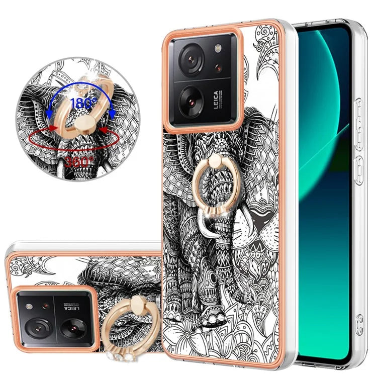 YB IMD Series-20 Style D for Xiaomi 13T / 13T Pro / Redmi K60 Ultra Phone Case Kickstand Electroplated Cover