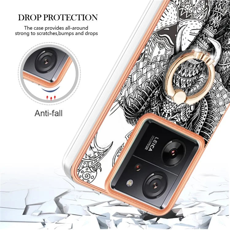 YB IMD Series-20 Style D for Xiaomi 13T / 13T Pro / Redmi K60 Ultra Phone Case Kickstand Electroplated Cover