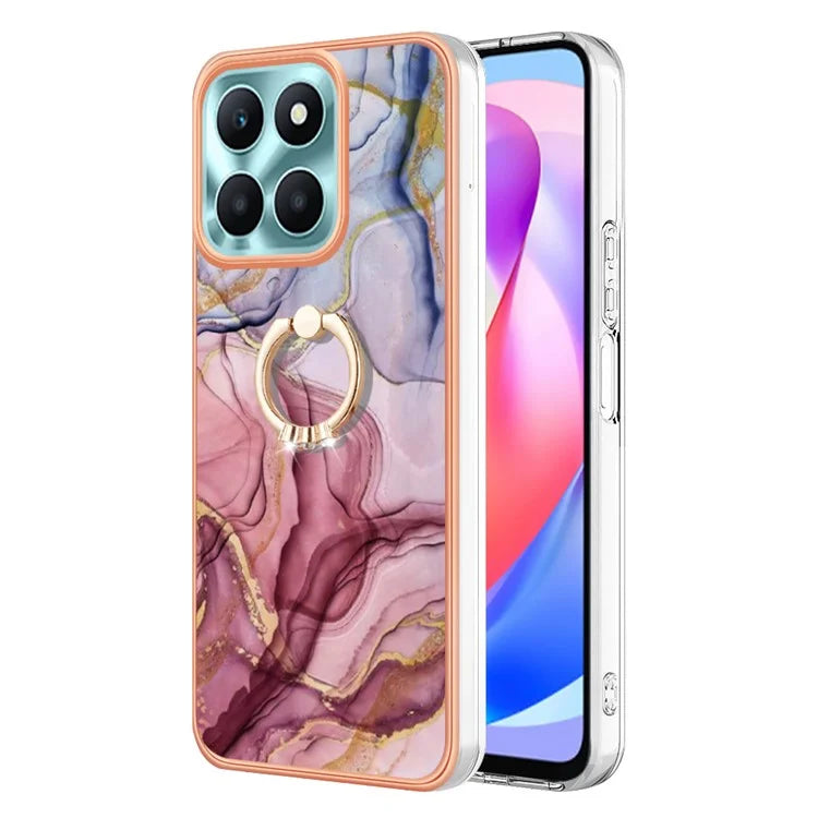 YB IMD Series-17 Style-E For Honor X6a 4G Cell Phone Cases Marble Pattern TPU Drop-proof Cover