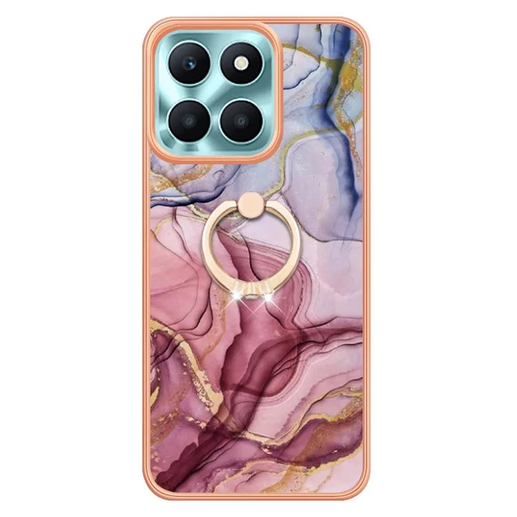 YB IMD Series-17 Style-E For Honor X6a 4G Cell Phone Cases Marble Pattern TPU Drop-proof Cover