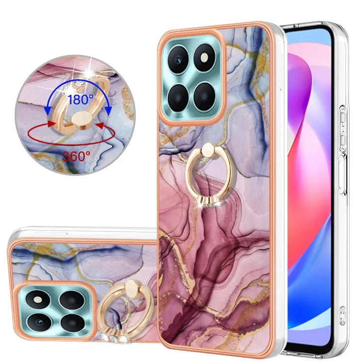 YB IMD Series-17 Style-E For Honor X6a 4G Cell Phone Cases Marble Pattern TPU Drop-proof Cover