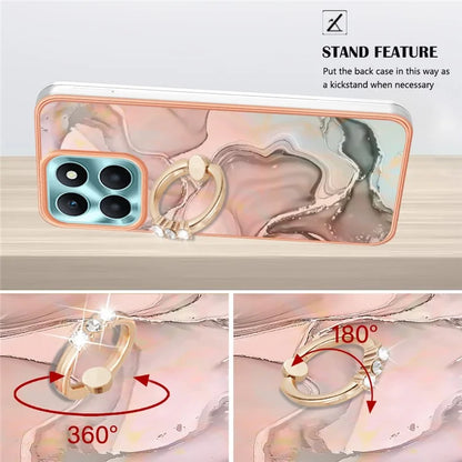 YB IMD Series-17 Style-E For Honor X6a 4G Cell Phone Cases Marble Pattern TPU Drop-proof Cover