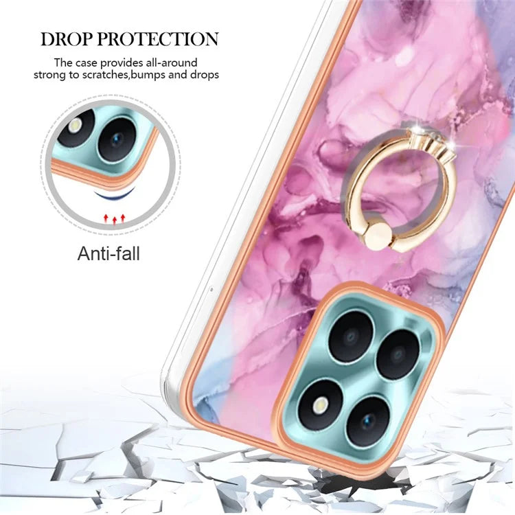 YB IMD Series-17 Style-E For Honor X6a 4G Cell Phone Cases Marble Pattern TPU Drop-proof Cover