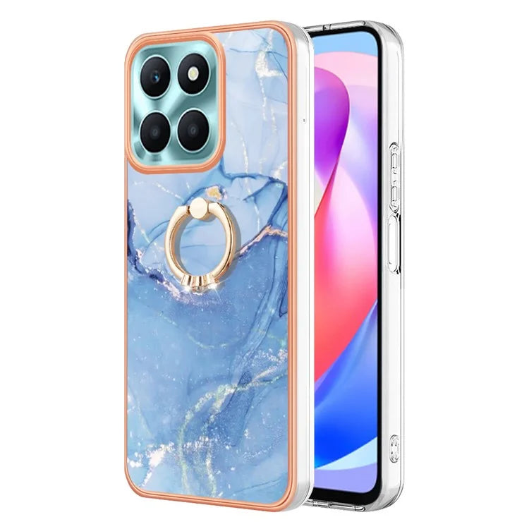 YB IMD Series-17 Style-E For Honor X6a 4G Cell Phone Cases Marble Pattern TPU Drop-proof Cover