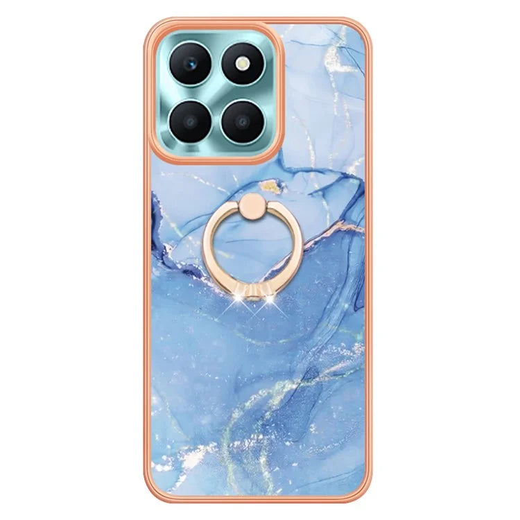 YB IMD Series-17 Style-E For Honor X6a 4G Cell Phone Cases Marble Pattern TPU Drop-proof Cover