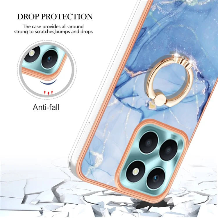YB IMD Series-17 Style-E For Honor X6a 4G Cell Phone Cases Marble Pattern TPU Drop-proof Cover