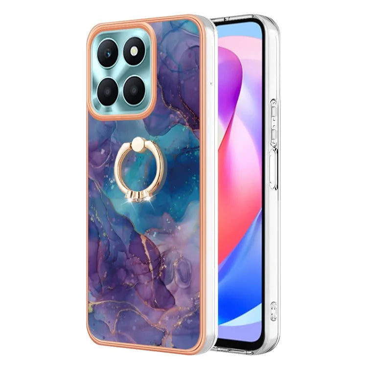 YB IMD Series-17 Style-E For Honor X6a 4G Cell Phone Cases Marble Pattern TPU Drop-proof Cover