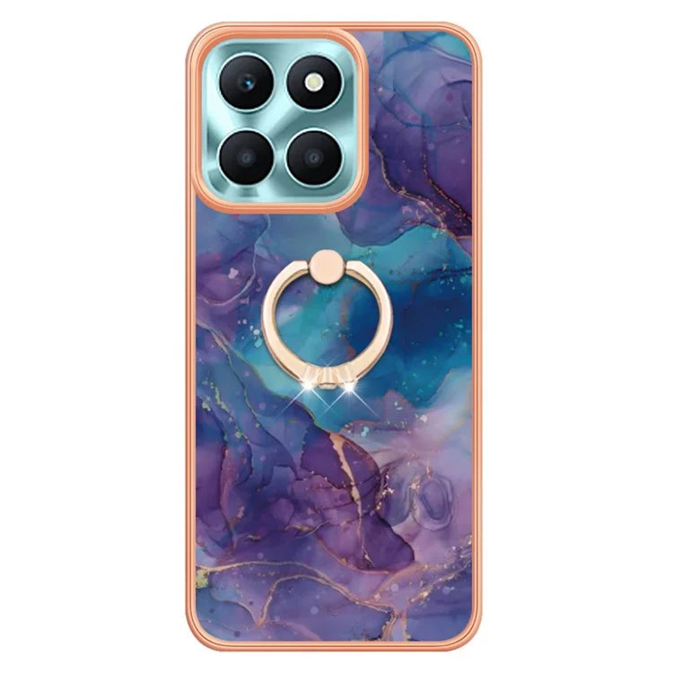 YB IMD Series-17 Style-E For Honor X6a 4G Cell Phone Cases Marble Pattern TPU Drop-proof Cover