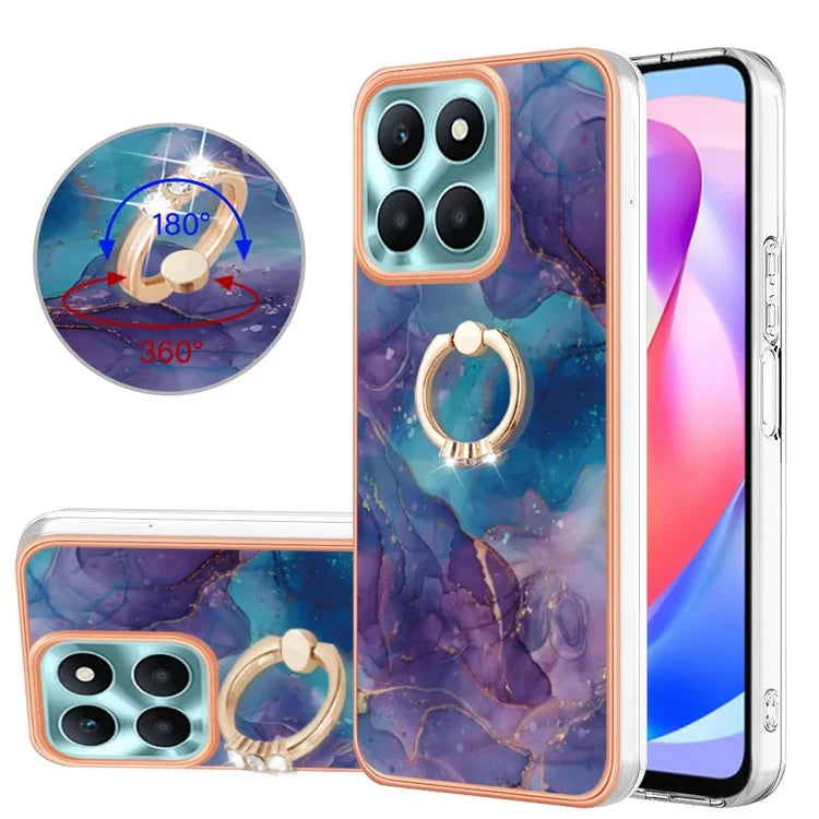 YB IMD Series-17 Style-E For Honor X6a 4G Cell Phone Cases Marble Pattern TPU Drop-proof Cover