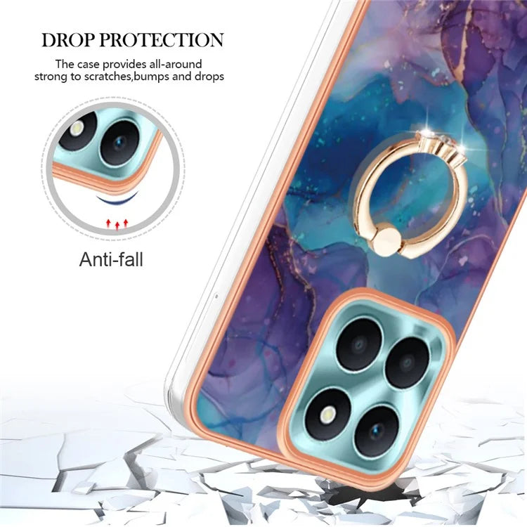 YB IMD Series-17 Style-E For Honor X6a 4G Cell Phone Cases Marble Pattern TPU Drop-proof Cover