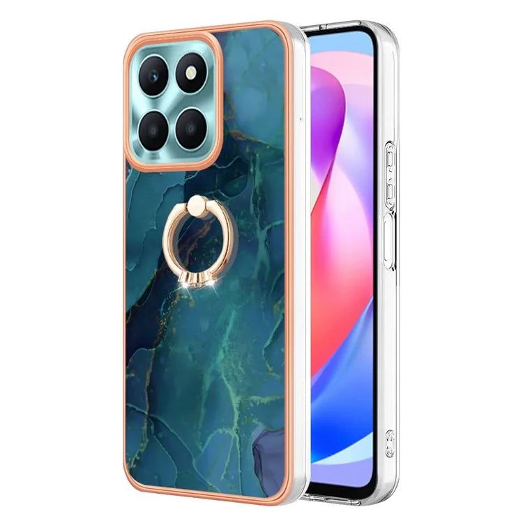 YB IMD Series-17 Style-E For Honor X6a 4G Cell Phone Cases Marble Pattern TPU Drop-proof Cover
