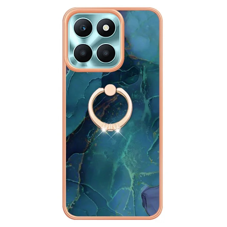 YB IMD Series-17 Style-E For Honor X6a 4G Cell Phone Cases Marble Pattern TPU Drop-proof Cover