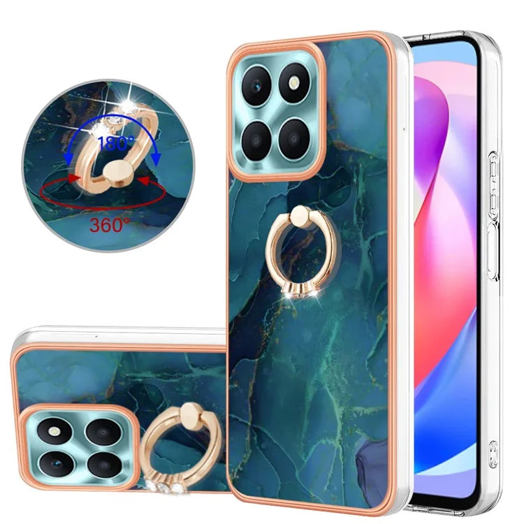 YB IMD Series-17 Style-E For Honor X6a 4G Cell Phone Cases Marble Pattern TPU Drop-proof Cover