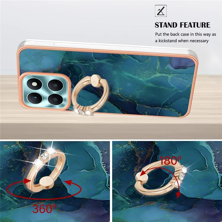 YB IMD Series-17 Style-E For Honor X6a 4G Cell Phone Cases Marble Pattern TPU Drop-proof Cover