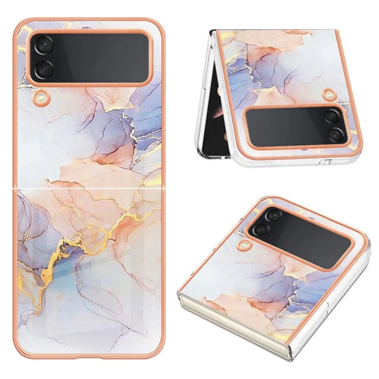 YB IMD Series-1 For Samsung Galaxy Z Flip3 5G Electroplated Phone Case Pattern Soft TPU Cover
