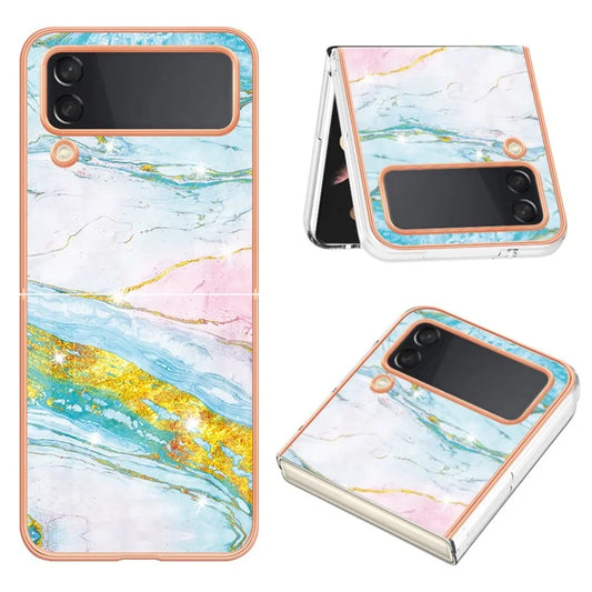 YB IMD Series-2 For Samsung Galaxy Z Flip3 5G Phone Case Marble Pattern TPU Cover