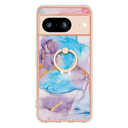 YB IMD Series-6 For Google Pixel 8 Case Marble Pattern TPU Cover with Ring Kickstand