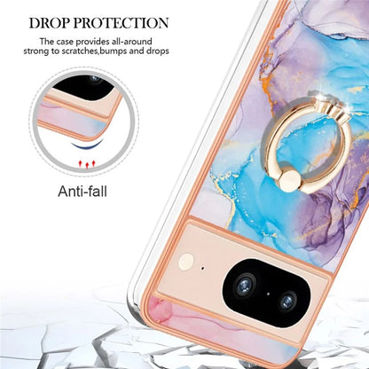 YB IMD Series-6 For Google Pixel 8 Case Marble Pattern TPU Cover with Ring Kickstand