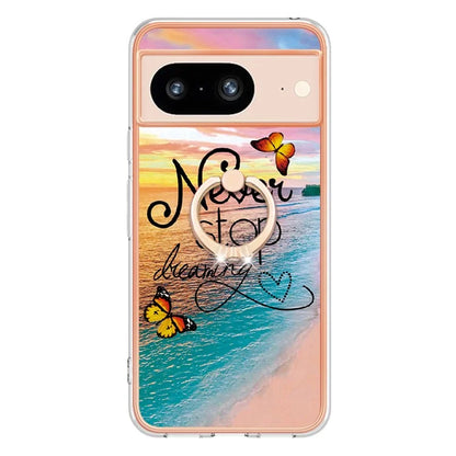 YB IMD Series-6 For Google Pixel 8 Case Marble Pattern TPU Cover with Ring Kickstand
