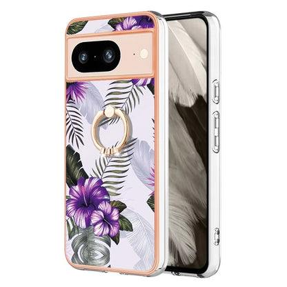 YB IMD Series-6 For Google Pixel 8 Case Marble Pattern TPU Cover with Ring Kickstand
