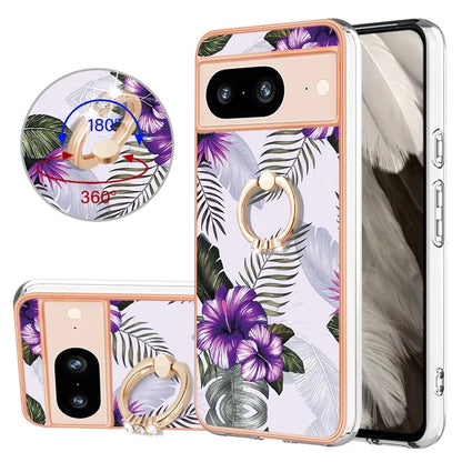 YB IMD Series-6 For Google Pixel 8 Case Marble Pattern TPU Cover with Ring Kickstand