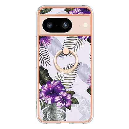 YB IMD Series-6 For Google Pixel 8 Case Marble Pattern TPU Cover with Ring Kickstand