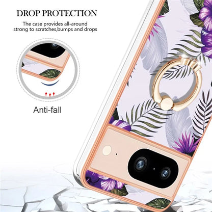 YB IMD Series-6 For Google Pixel 8 Case Marble Pattern TPU Cover with Ring Kickstand