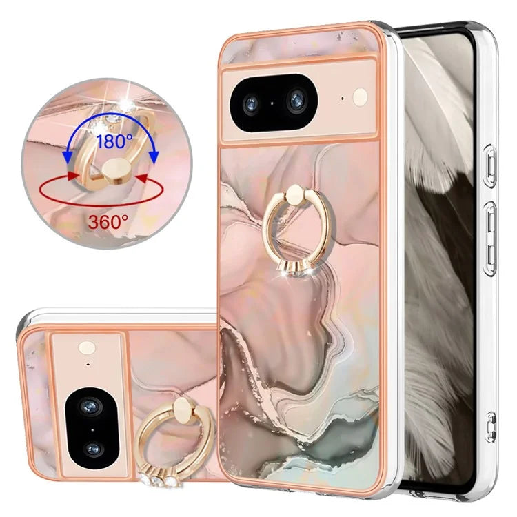YB IMD Series-17 Style-E For Google Pixel 8 Kickstand Electroplating Cover TPU Cell Phone Case