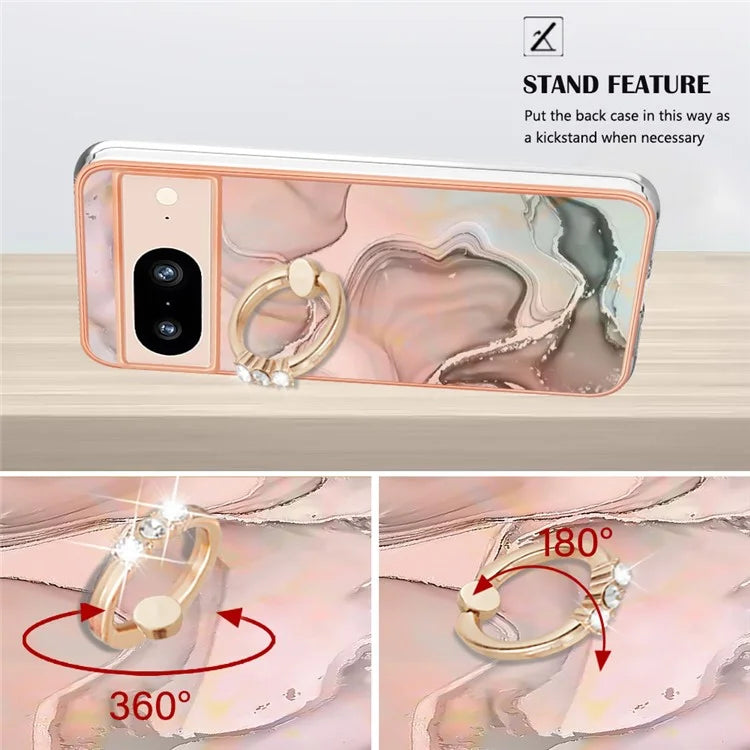 YB IMD Series-17 Style-E For Google Pixel 8 Kickstand Electroplating Cover TPU Cell Phone Case