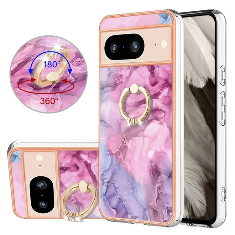 YB IMD Series-17 Style-E For Google Pixel 8 Kickstand Electroplating Cover TPU Cell Phone Case