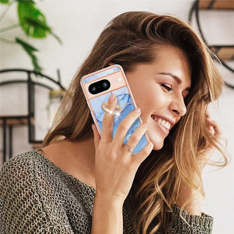YB IMD Series-17 Style-E For Google Pixel 8 Kickstand Electroplating Cover TPU Cell Phone Case