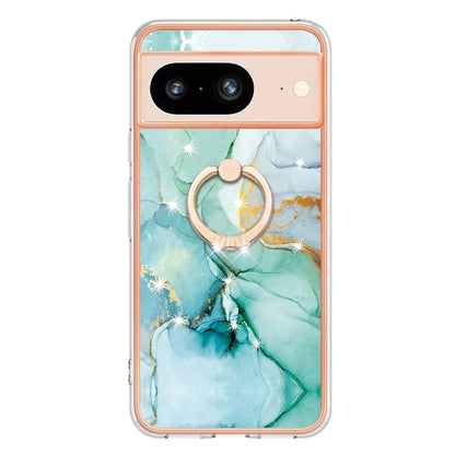 YB IMD Series-10 For Google Pixel 8 Case IMD Electroplating Ring Kickstand Anti-scratch TPU Cover