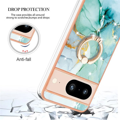 YB IMD Series-10 For Google Pixel 8 Case IMD Electroplating Ring Kickstand Anti-scratch TPU Cover