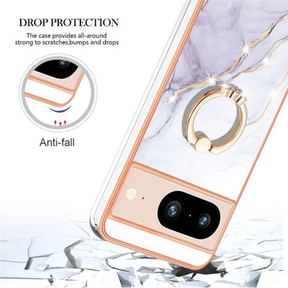 YB IMD Series-10 For Google Pixel 8 Case IMD Electroplating Ring Kickstand Anti-scratch TPU Cover