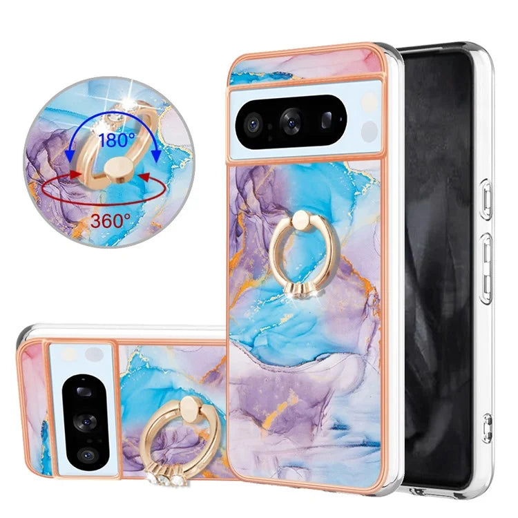 YB IMD Series-6 For Google Pixel 8 Pro TPU Case Electroplating Phone Kickstand Cover