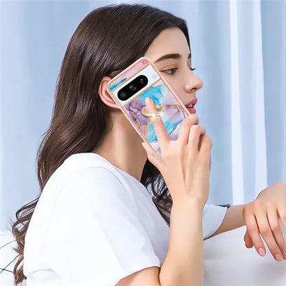 YB IMD Series-6 For Google Pixel 8 Pro TPU Case Electroplating Phone Kickstand Cover
